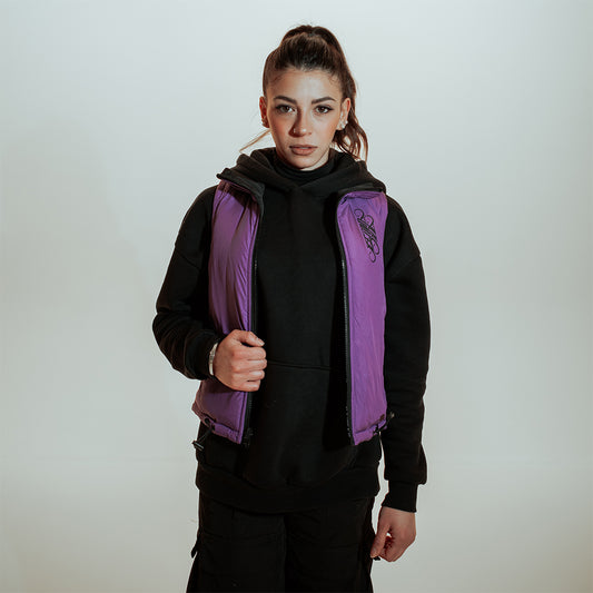 PURPLE PLANET CROPPED PUFFER VEST